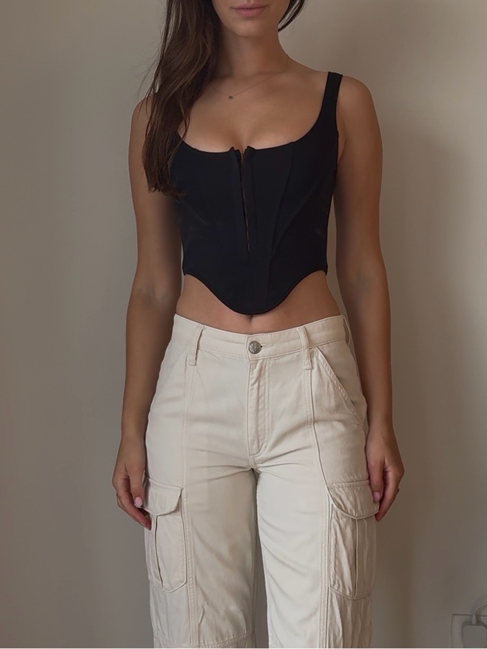 Black Corset Crop Tank Top
